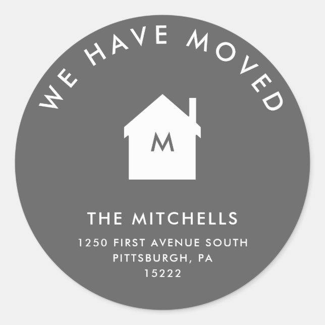 Sticker Rond Simple classique gris et Maison Blanche | Nouvelle (Devant)