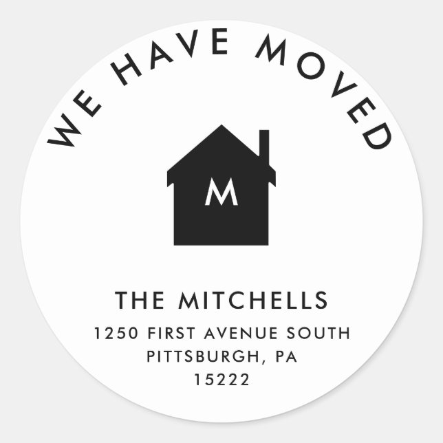 Sticker Rond Simple Classique Maison Noire et Blanche | Nouvell (Devant)
