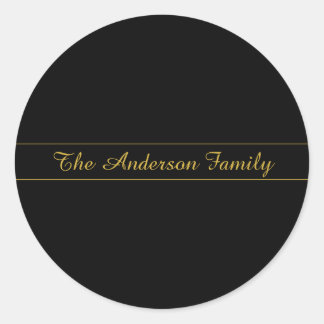 Sticker Rond Simple Customizable Gold & Black Text Design 