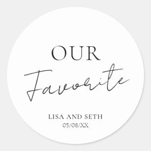 Sticker Rond Simple Cute Elegant Moderne Notre Mariage préféré