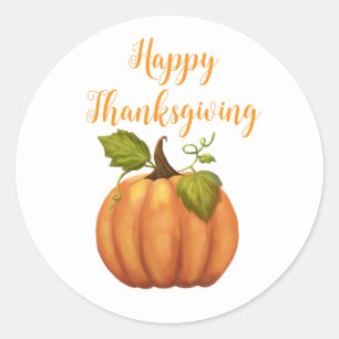 Sticker Rond Simple Cute Orange Citrouille Votre Message Texte