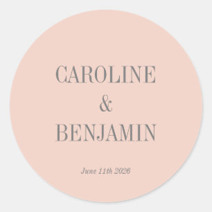 Sticker Rond Simple Design élégant élégant Blush Grey Personnal