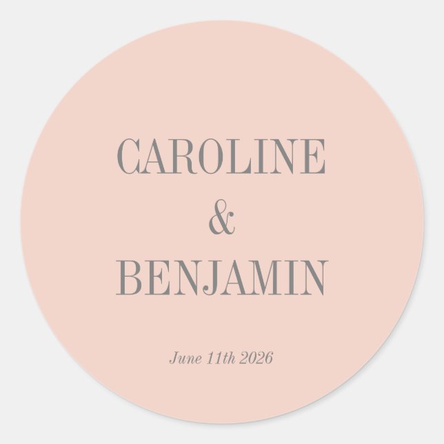 Sticker Rond Simple Design élégant élégant Blush Grey Personnal (Devant)