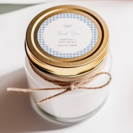 Sticker Rond Simple Dusty Bleu En vichy Garçons Baby shower Fav