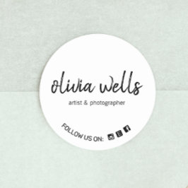 Sticker Rond Simple écriture manuscrite police sociale icône de