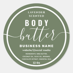 Sticker Rond Simple écriture moderne corps beurre olive