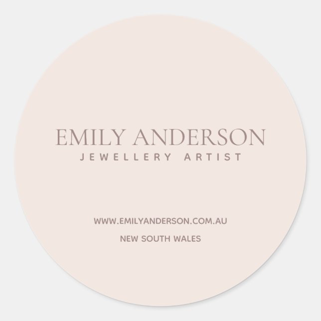 STICKER ROND SIMPLE ÉLÉGANT BLUSH ROSE MINIMAL ARTY AFFAIRES (Devant)