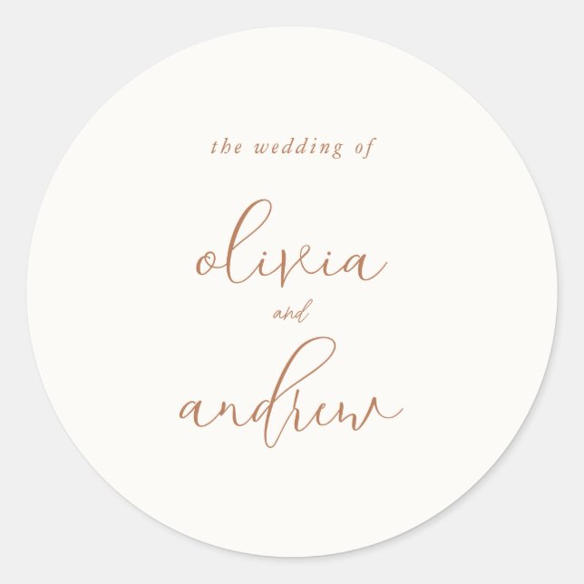 Sticker Rond Simple élégant chic Mariage de Bohême (Devant)