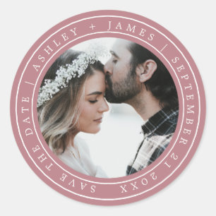 Sticker Rond Simple Elegant Enregistrer la date Mariage photo v