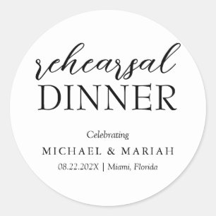 Sticker Rond Simple Élégant Le Dîner de Répétition la Veille 