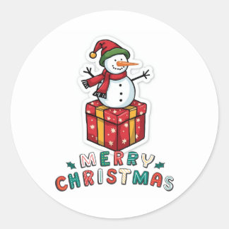 Sticker Rond Simple Élégant Noël Aquarelle Botanique 