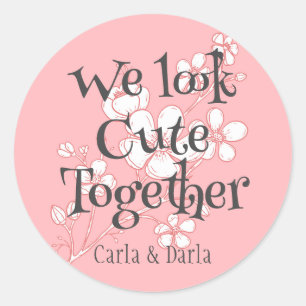 Sticker Rond simple élégant rose valentine, Sweet for Friends
