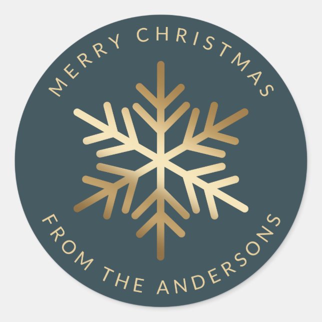Sticker Rond Simple Elegant Snowflake Family Christmas (Devant)