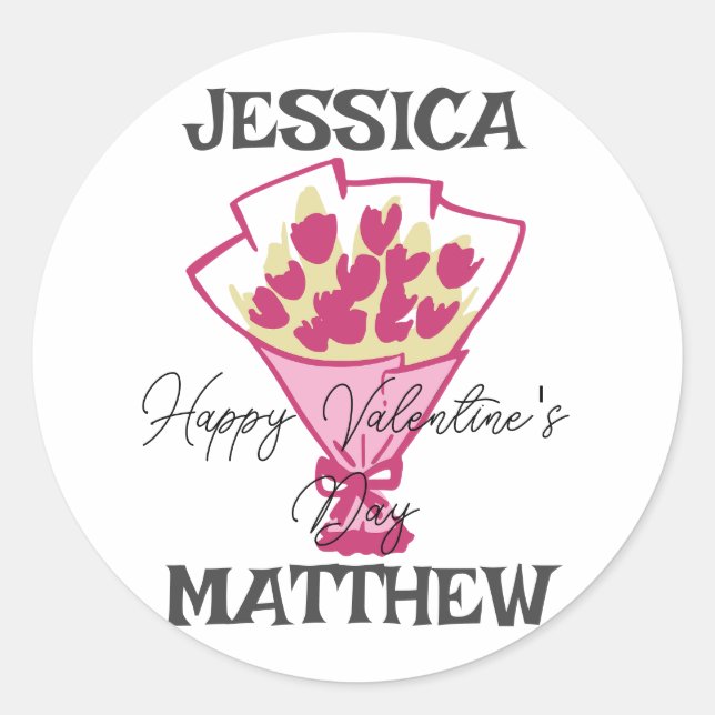 Sticker Rond simple et élégante valentine, sucrée pour couple (Devant)