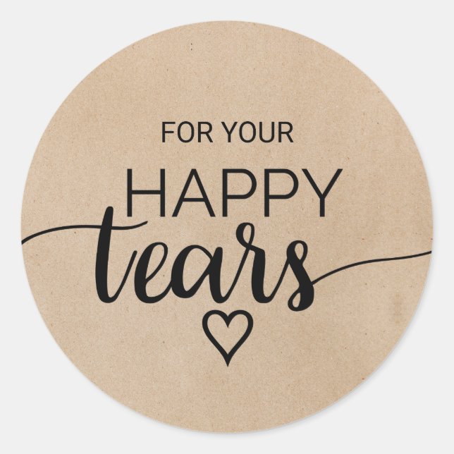 Sticker Rond Simple Faux Kraft Calligraphie Joyeuse Tissus (Devant)