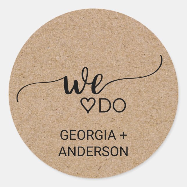 Sticker Rond Simple Faux Kraft Nous faisons Mariage Enveloppe S (Devant)
