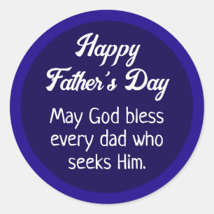Sticker Rond Simple Fête des pères heureuse papa prier bleu fon