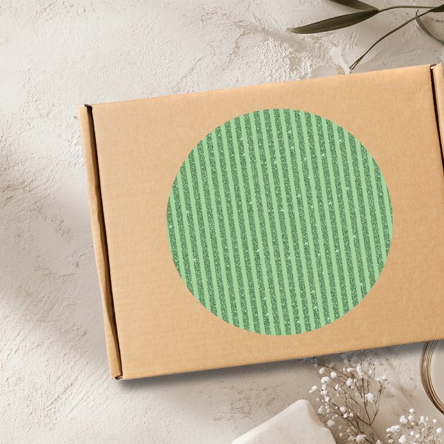 Sticker Rond Simple Forest Green Glitter Style Vertical Stripes (Créateur téléchargé)