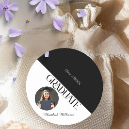 Sticker Rond Simple Graduation noir et blanc