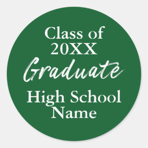 Sticker Rond Simple Green High School Classe de script de fin d