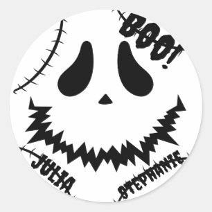 Sticker Rond Simple Happy Halloween Boo famille et amis Nom