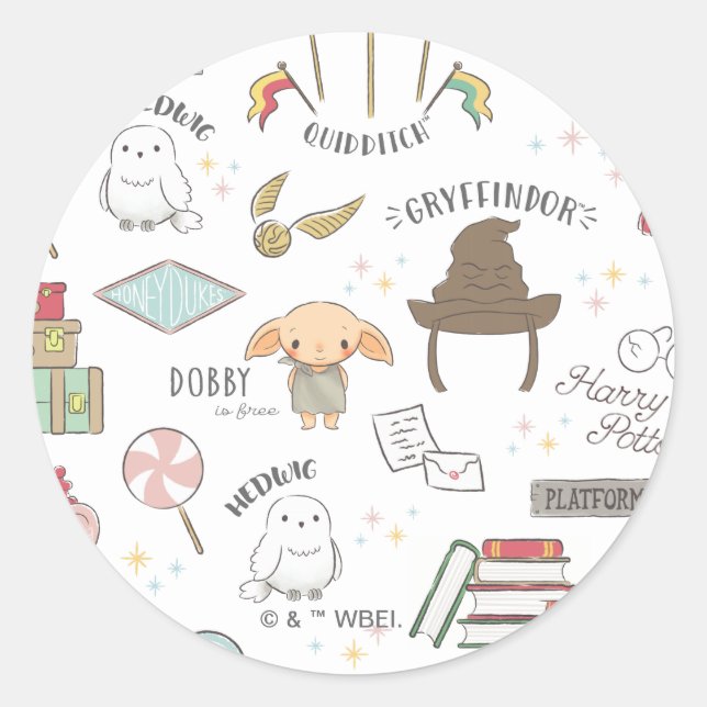Sticker Rond Simple Harry Potter - Baby Shower Dobby (Devant)
