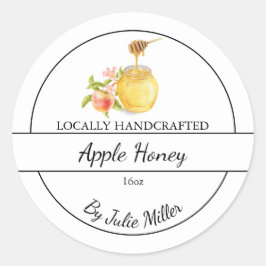Sticker Rond Simple Homemade Apple infused Honey Label