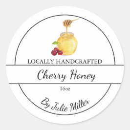 Sticker Rond Simple Homemade Cherry infused Honey Label