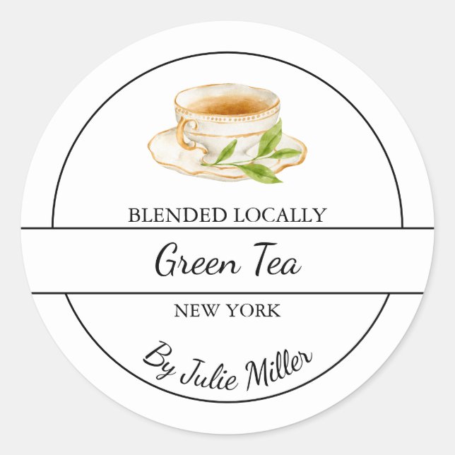 Sticker Rond Simple Homemade Green Tea Label (Devant)