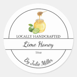 Sticker Rond Simple Homemade Lime infused Honey Label