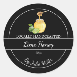 Sticker Rond Simple Homemade Lime infused Honey Label