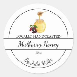 Sticker Rond Simple Homemade Mulberry infused Honey Label
