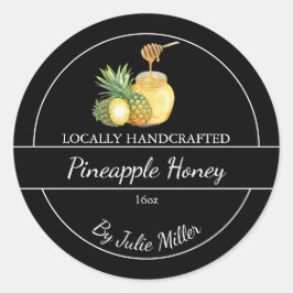 Sticker Rond Simple Homemade Pineapple infused Honey Label