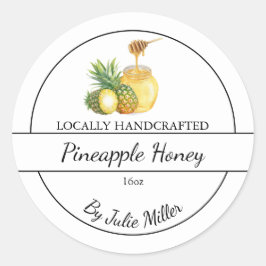 Sticker Rond Simple Homemade Pineapple infused Honey Label
