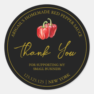 Sticker Rond Simple Homemade Red Pepper Sauce Thank You Label