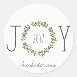 Sticker Rond Simple Joie Wreath Noël