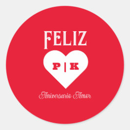 Sticker Rond Simple Joyeux Anniversaire espagnol blanc