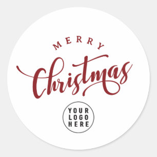 Sticker Rond Simple Joyeux Noël Logo d'entreprise écriture roug