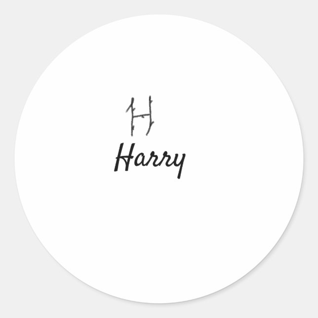 Sticker Rond Simple lettre de monogramme noir H ajouter le nom (Devant)