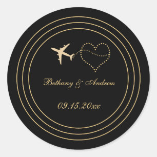 Sticker Rond Simple Mariage Black Gold Travel