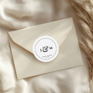 Sticker Rond Simple Mariage Monogramme