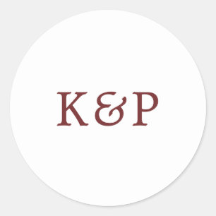 Sticker Rond Simple Mariage Monogramme Bordeaux et Blanc