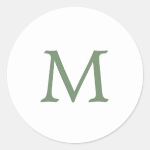 Sticker Rond Simple Mariage Monogramme Vert Jardin et Blanc