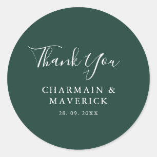 Sticker Rond Simple Mariage Texte Blanc Émeraude