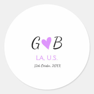 Sticker Rond SIMPLE MINIMAL ajoutez le nom de votre couple nom