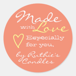 Sticker Rond Simple minimaliste fait avec l'amour couleur de la