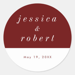 Sticker Rond Simple minimaliste Mariage rouge et blanc