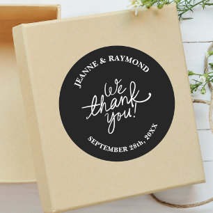 Sticker Rond Simple minimaliste Noir Nous Merci Mariage Faveur