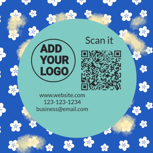 Sticker Rond Simple minimum q r code ajouter logo code d'analys (Créateur téléchargé)
