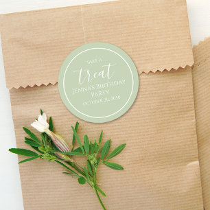 Sticker Rond Simple Mint Green Anniversaire Calligraphie Mignon